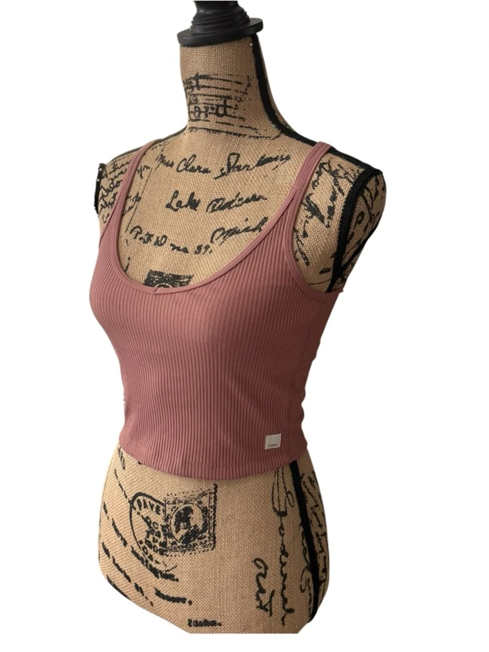 Vuori Rib Crop Tank Strappy Back Mulberry Dusty Rose Women’s Size XS - Picture 4 of 7